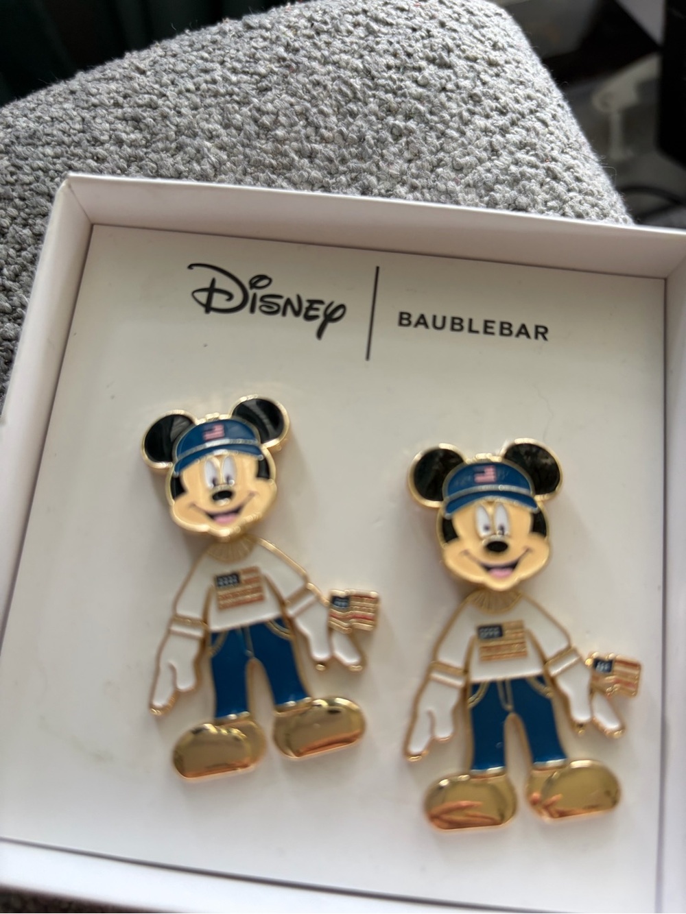 Disney X Baublebar Mickey Patriotic American Flag Earrings New